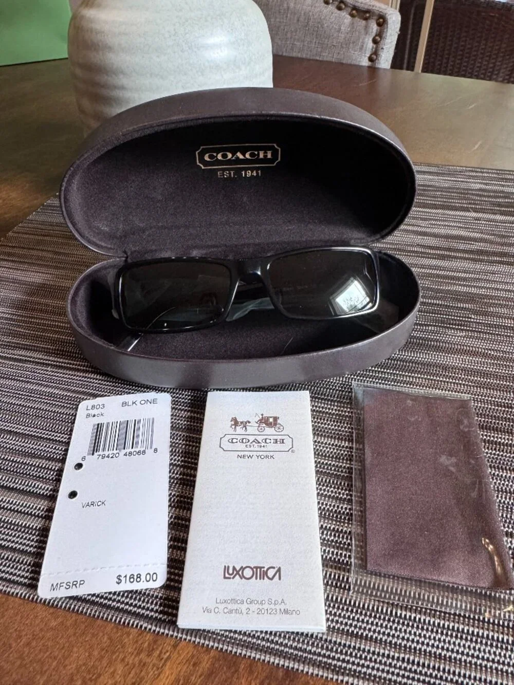 NEW Coach Women's Varick L803 Rectangle Sunglasses & Case